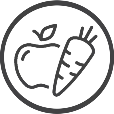grafika z marchewka i jabłkiem - plan wegan