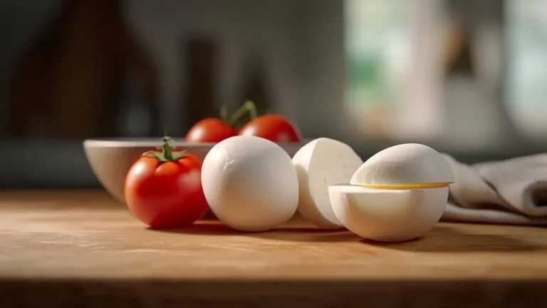 Świeża kulka mozzarelli na talerzu z pomidorami